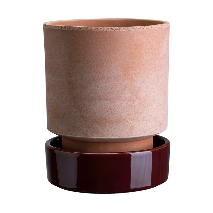 Hoff kruka - Ø14 cm, Raw Rosa-Deep Burgundy (rosa-röd) - Bergs Potter