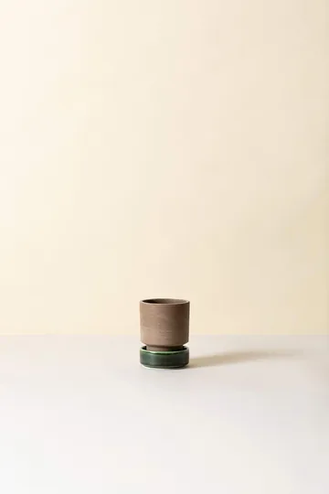 Hoff kruka 2-pack - Ø8 cm, Raw Grey-Emerald Green - Bergs Potter