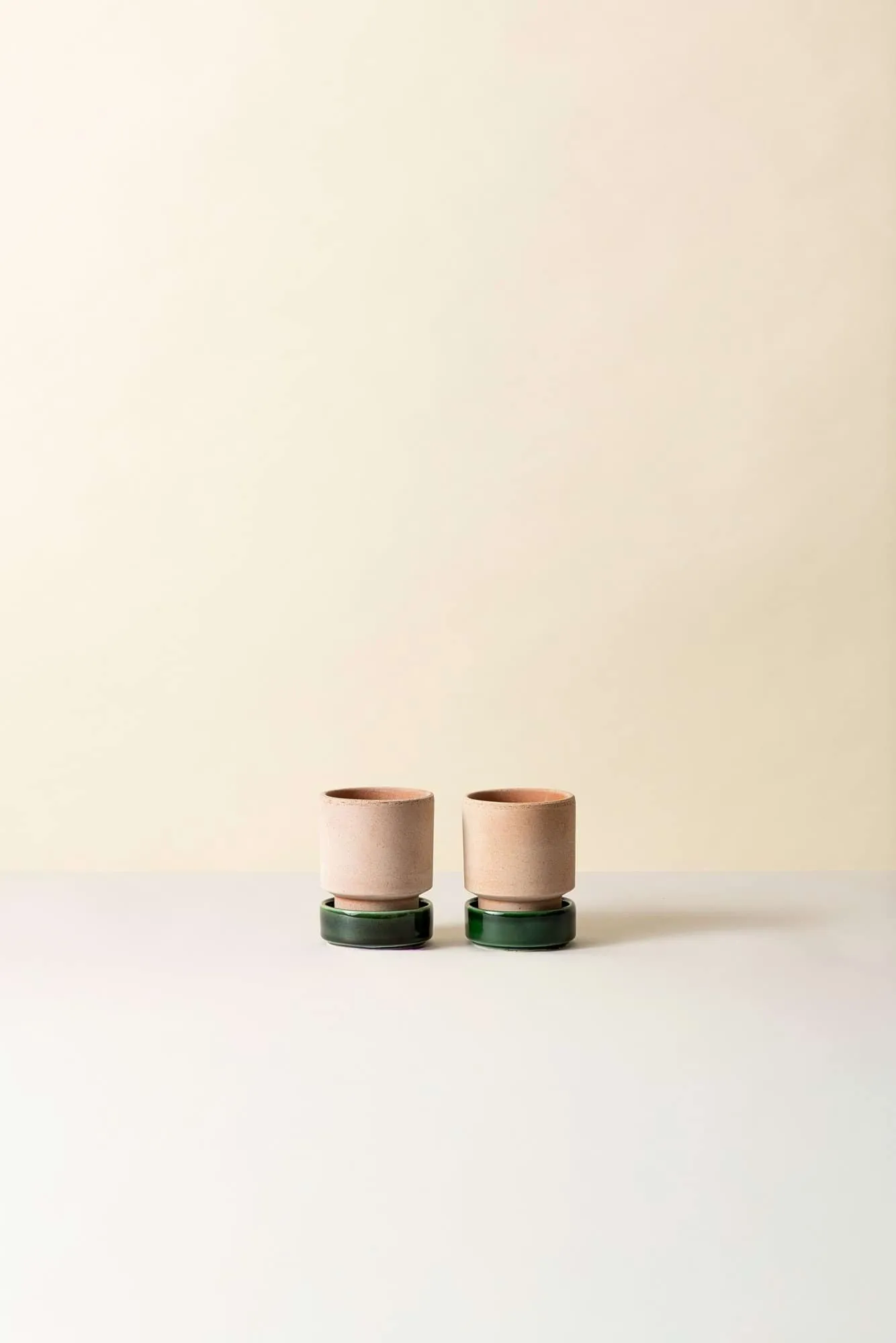 Hoff kruka 2-pack, Ø8 cm, Raw Rosa-Emerald Green Bergs Potter