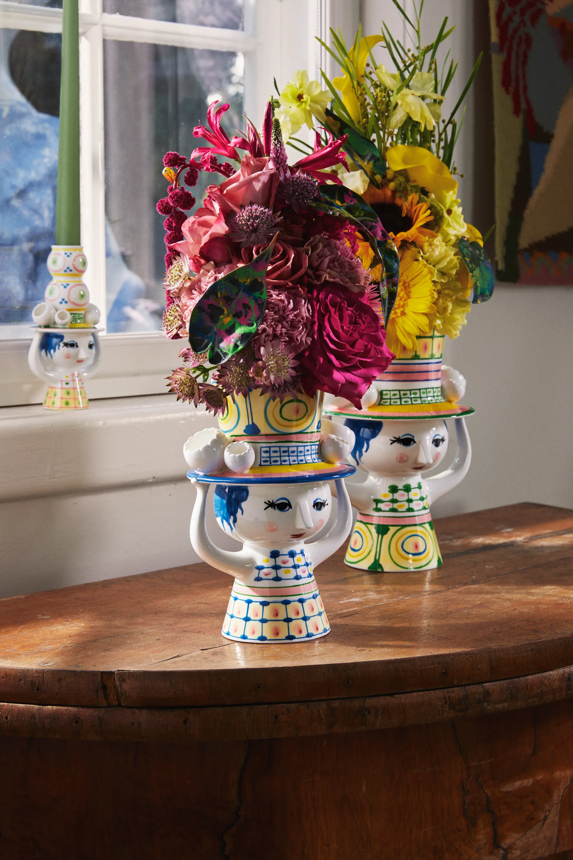 Lady with hat vas H24,5 cm, Grön Bjørn Wiinblad