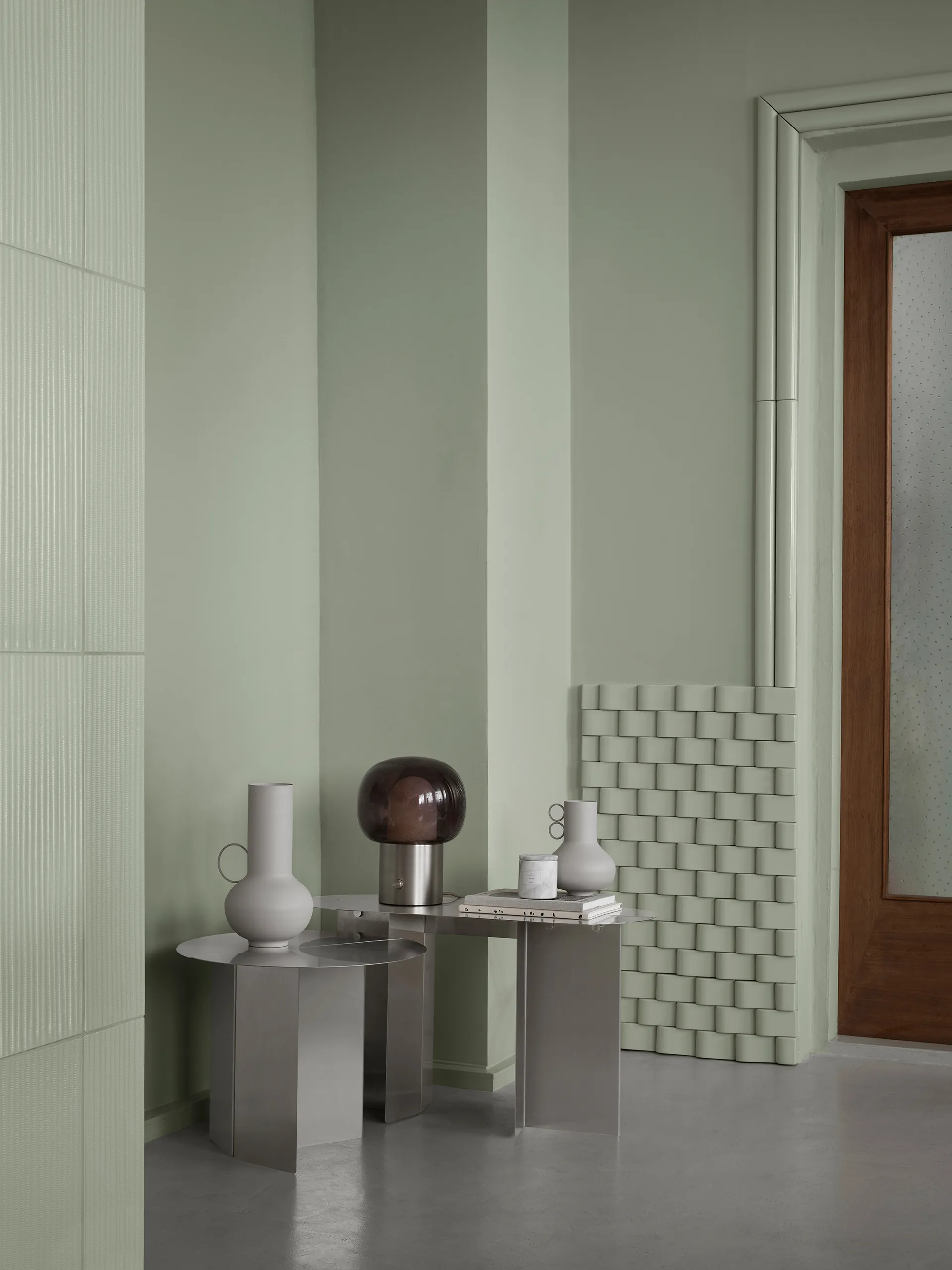 ORU sidobord M Ø50 cm, Matt rostfritt stål blomus