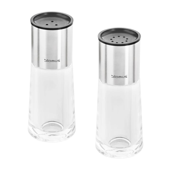 Perea salt- och pepparströare set, Glas-rostfritt stål blomus