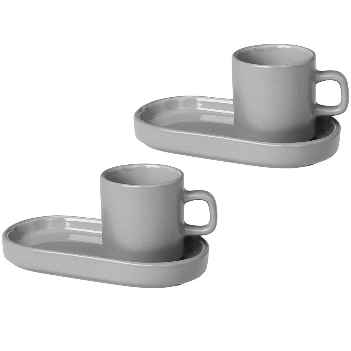 Pilar espressokopp med fat 2-pack, Mirage grey blomus