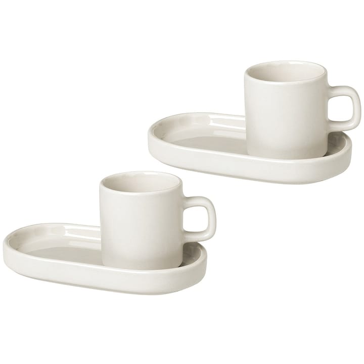 Pilar espressokopp med fat 2-pack - Moonbeam - blomus