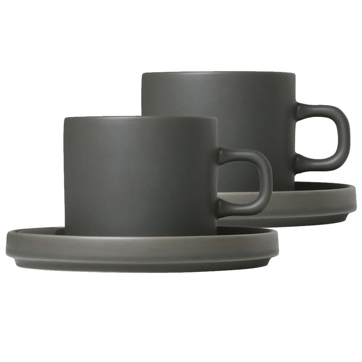 Pilar kaffemugg med fat 2-pack - Agave green - Blomus