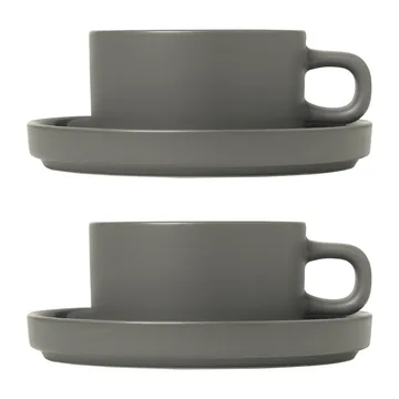 Pilar temugg med fat 2-pack - Pewter - blomus