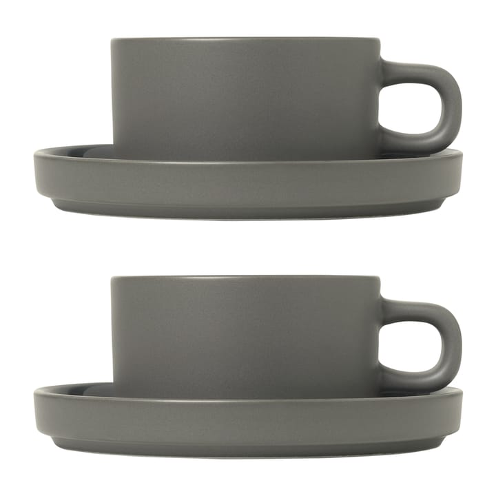 Pilar temugg med fat 2-pack - Pewter - Blomus