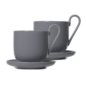 Ro kaffekopp med fat 2-pack - Sharkskin - blomus