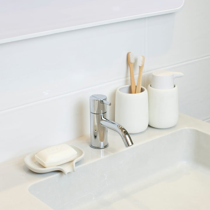 Soap Saver Flow tvålfat med avrinningspip betong, Vit Bosign