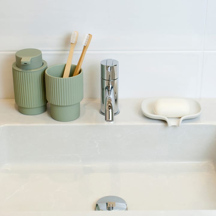Soap Saver Flow tvålfat med avrinningspip betong, Vit Bosign