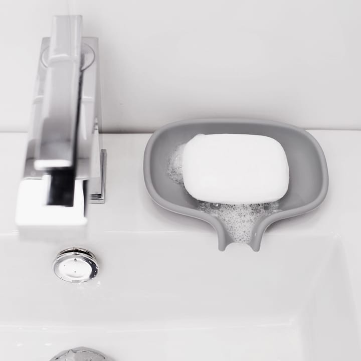 Tvålfat med avrinningspip silikon, Grå Bosign
