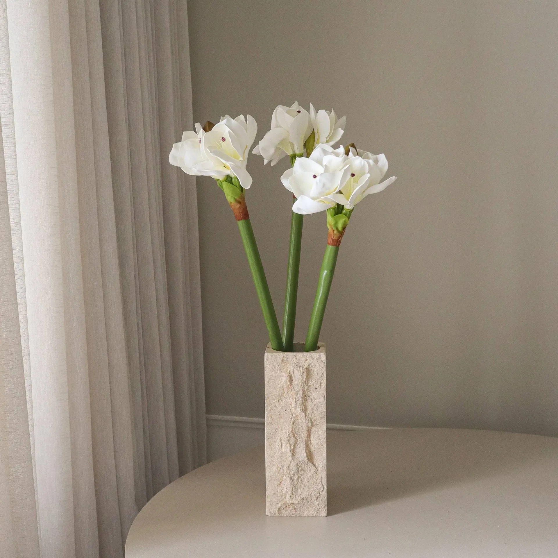 Amaryllis konstgjord bukett, Vit, 73 cm Botané