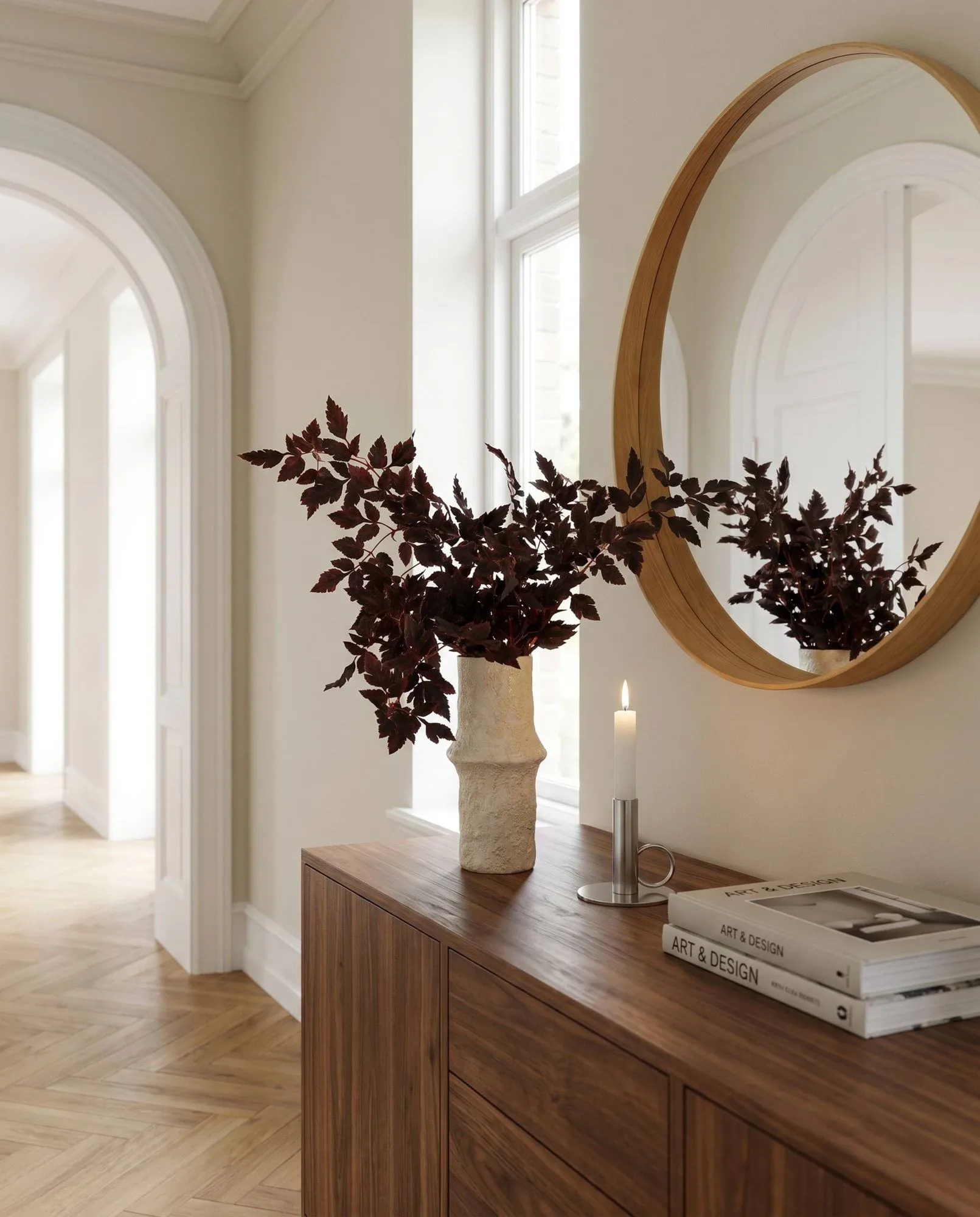 Burgundy Plum Leaves konstgjord bukett, Red, 85 cm, 1 st Botané