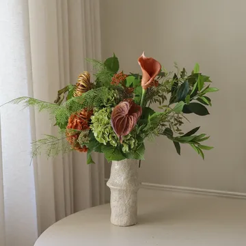 Cedar Grove konstgjord bukett - Hortensia-halvkaktusdahlia-kalla, 90 cm, 14 st - Botané