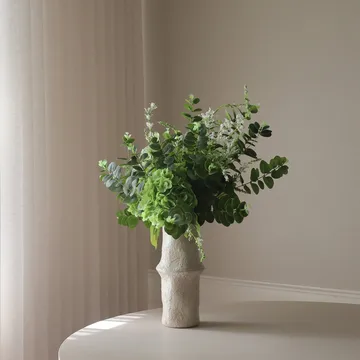 Deep Green konstgjord bukett - Hortensia-vildblommor-eukalyptus-väddkvist 15 st - Botané