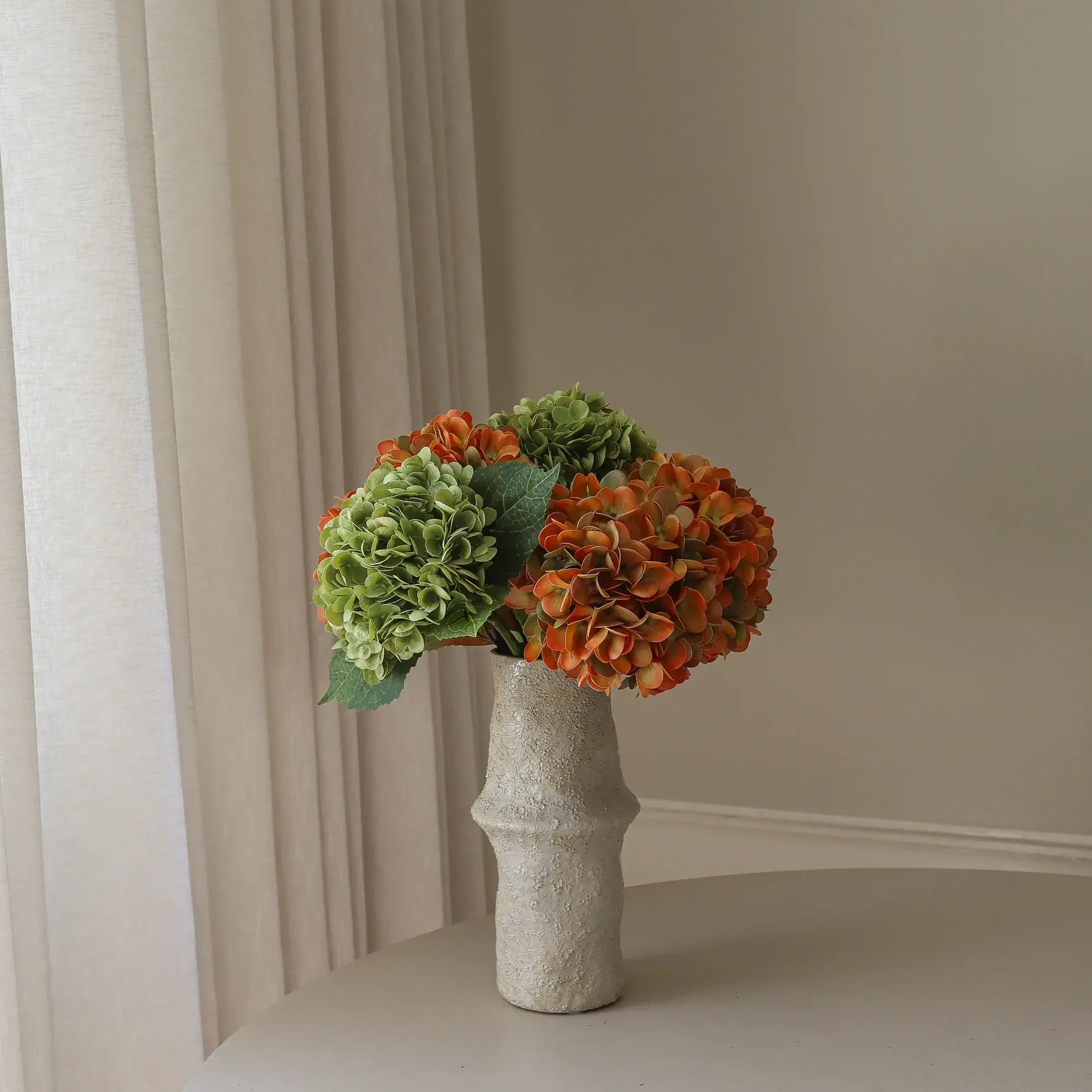 Hortensia konstgjord bukett, Copper, 60 cm, 7 st Botané