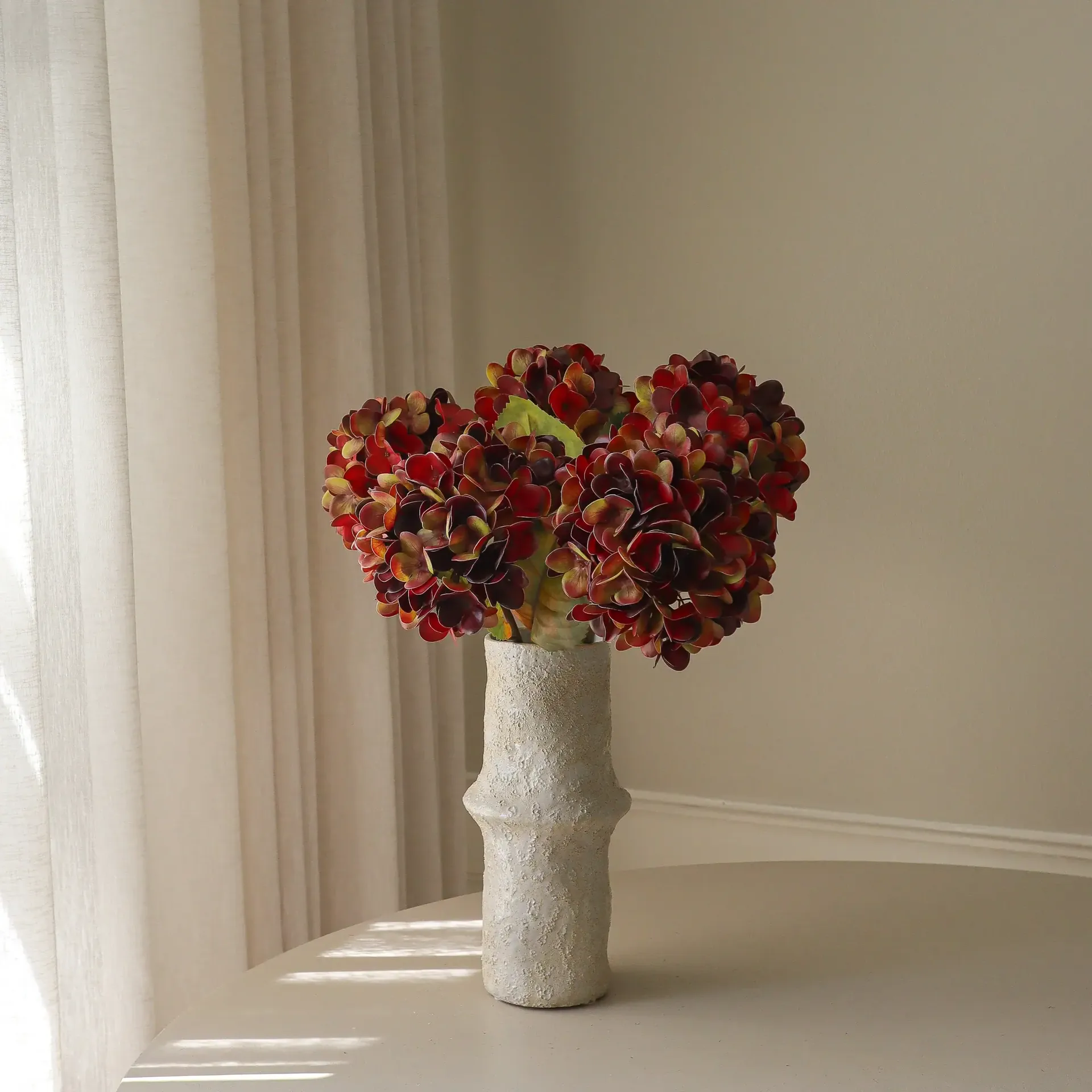 Hortensia konstgjord bukett, Deep burgundy, 60 cm, 6 st Botané
