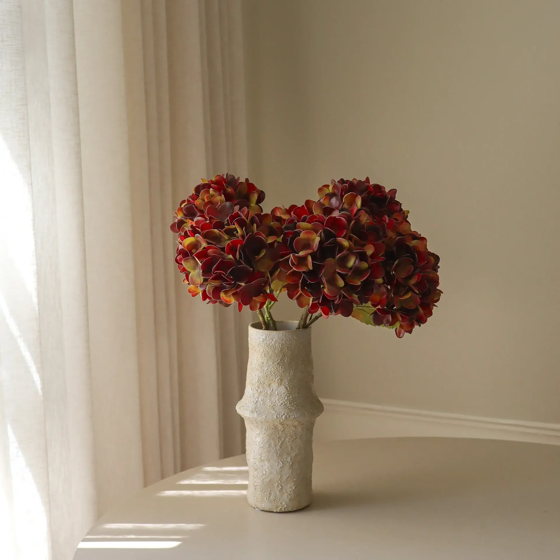 Hortensia konstgjord bukett, Deep burgundy, 60 cm, 6 st Botané