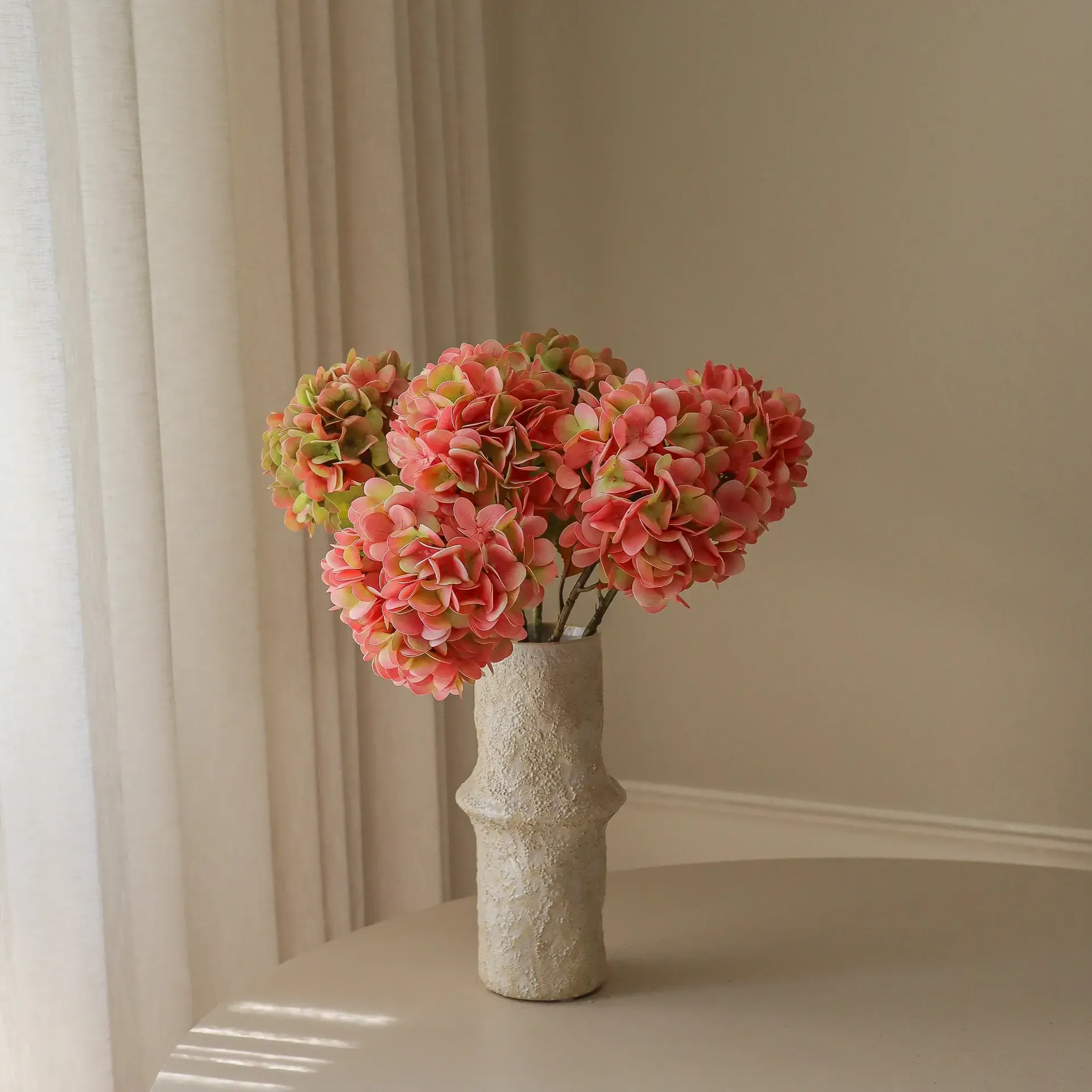 Hortensia konstgjord bukett, Soft pink, 60 cm, 5 st Botané
