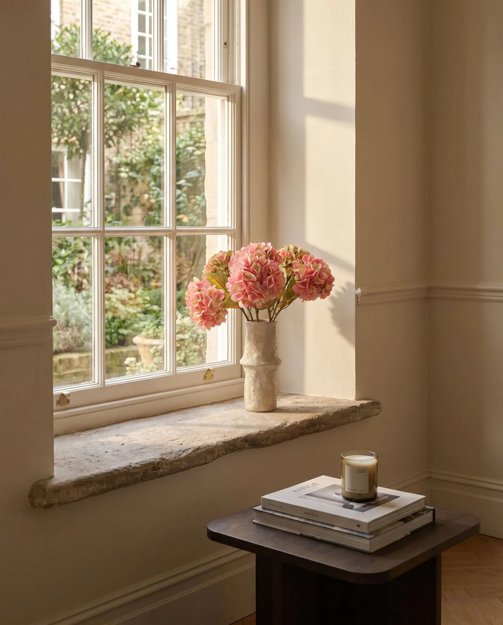 Hortensia konstgjord bukett, Soft pink, 60 cm, 5 st Botané