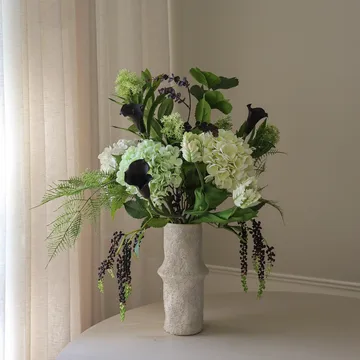 Moonlit Garden konstgjord bukett - Hortensia-papegojtulpan-kalla, 106 cm, 17 st - Botané