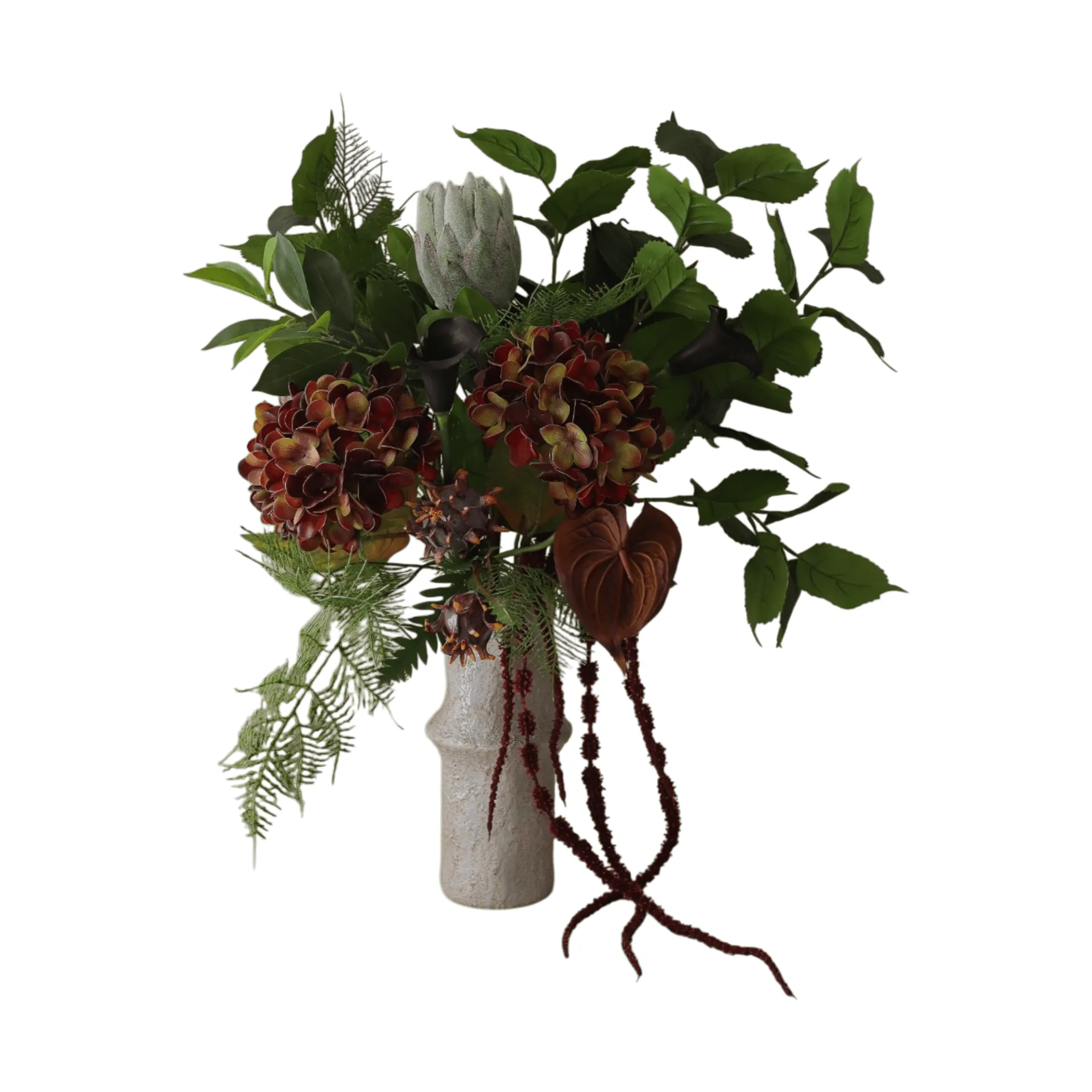 Noir Botanica konstgjord bukett, Hortensia-kalla-anthurium 112 cm, 15 st Botané