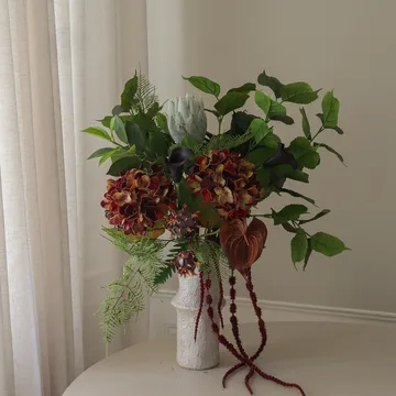 Noir Botanica konstgjord bukett - Hortensia-kalla-anthurium 112 cm, 15 st - Botané