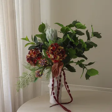 Noir Botanica konstgjord bukett - Hortensia-kalla-anthurium 112 cm, 15 st - Botané