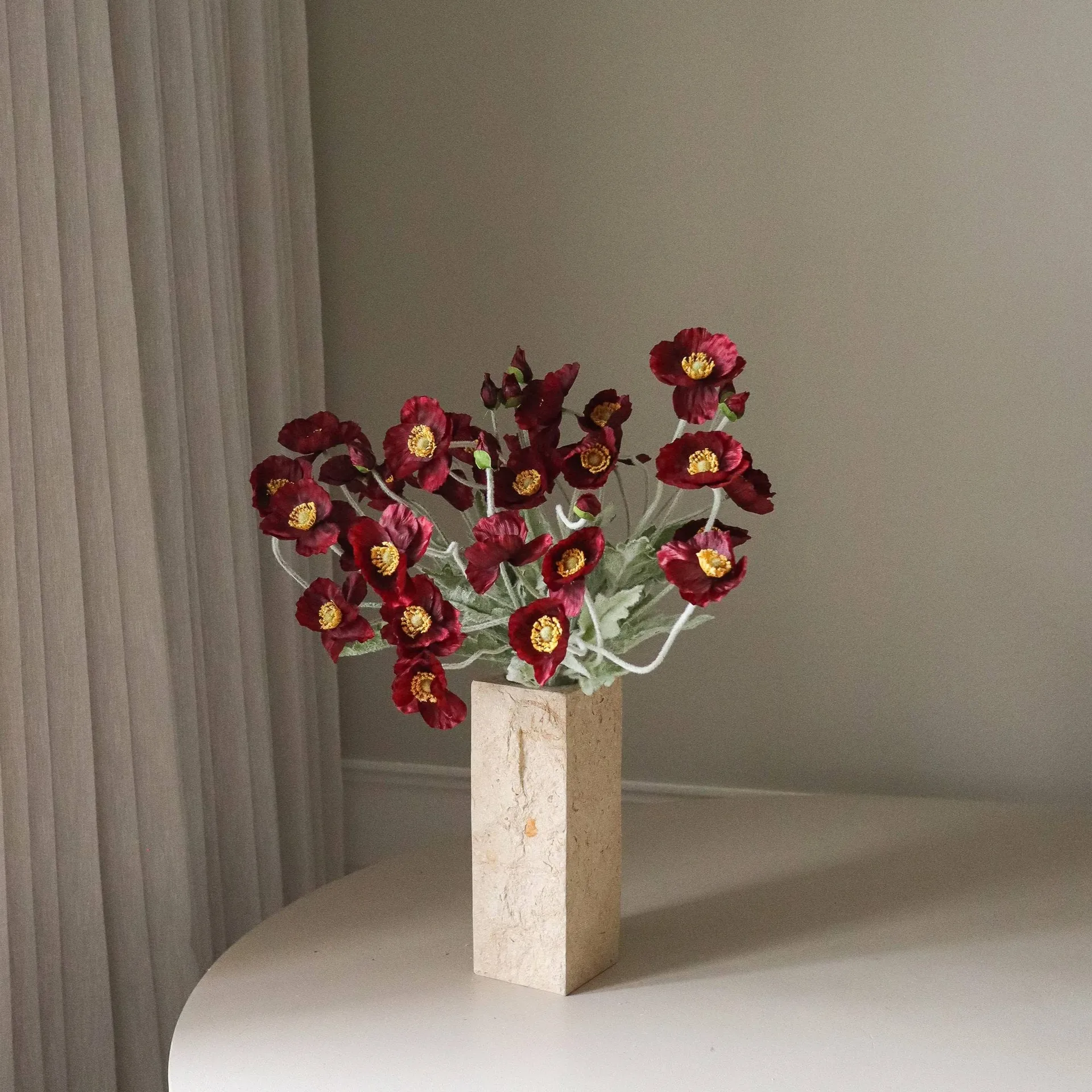 Vallmo konstgjord bukett, Burgundy, 56 cm, 10 st Botané
