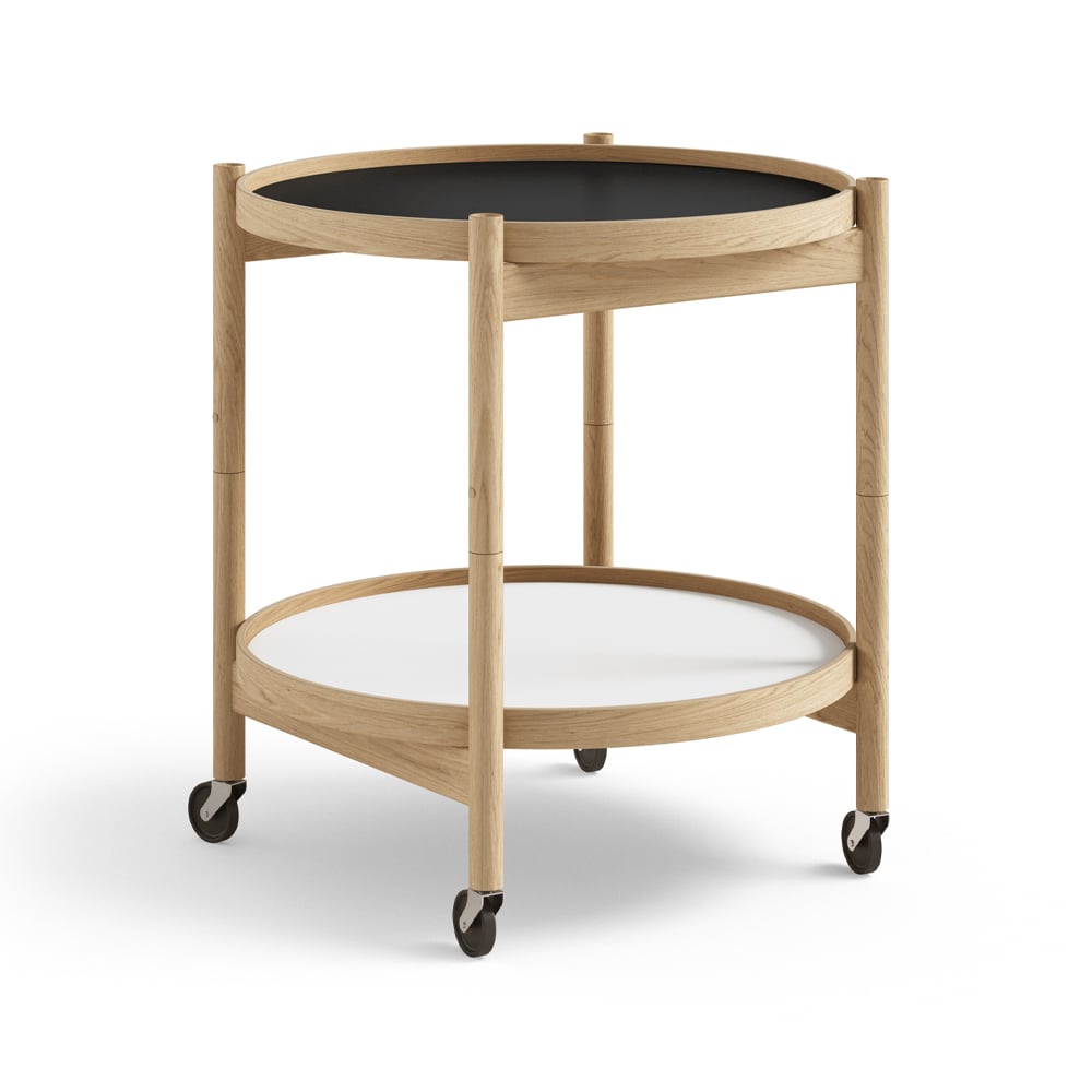 Brdr. Krüger Bolling Tray Table model 50 rullbord base, oljat ekstativ