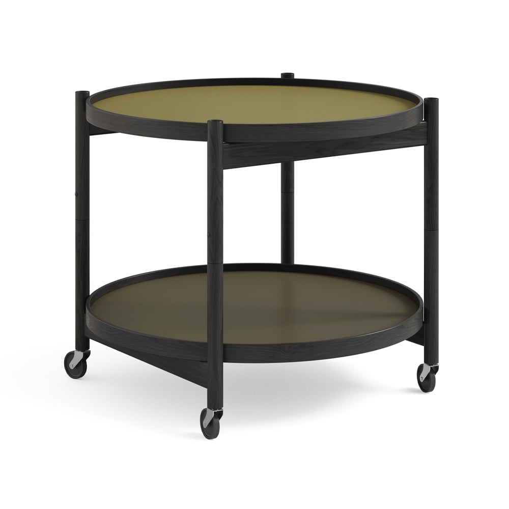 Brdr. Krüger Bolling Tray Table model 60 rullbord leaf, svartlackat ekstativ