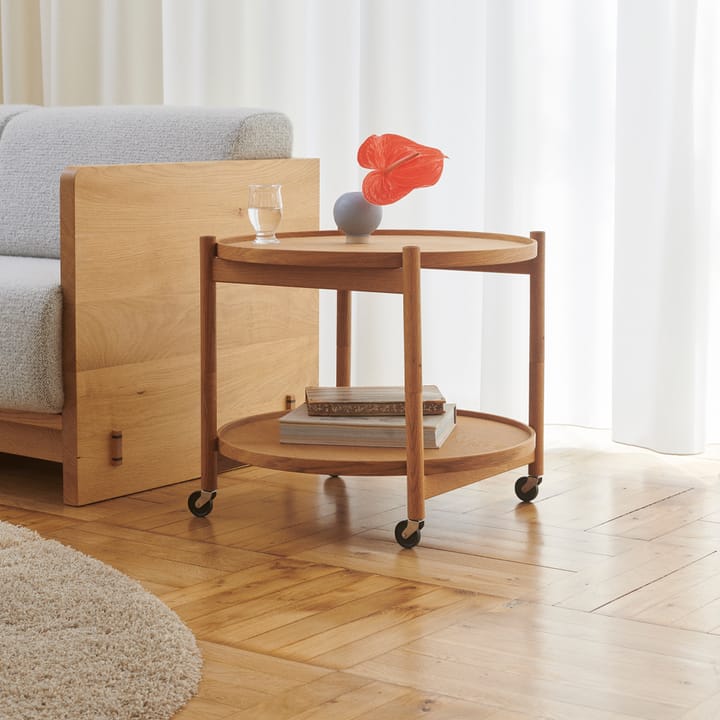 Bølling Tray Table model 60 rullbord, stone, obehandlat bokstativ Brdr. Krüger