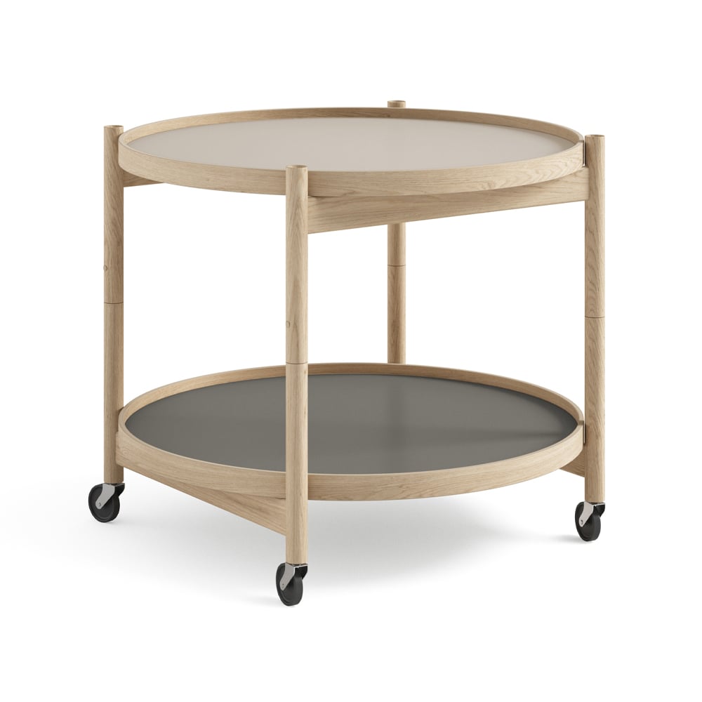 Brdr. Krüger Bolling Tray Table model 60 rullbord stone, obehandlat ekstativ