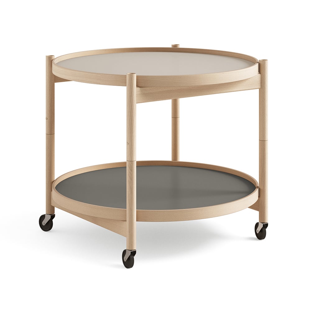 Brdr. Krüger Bolling Tray Table model 60 rullbord stone, oljat bokstativ