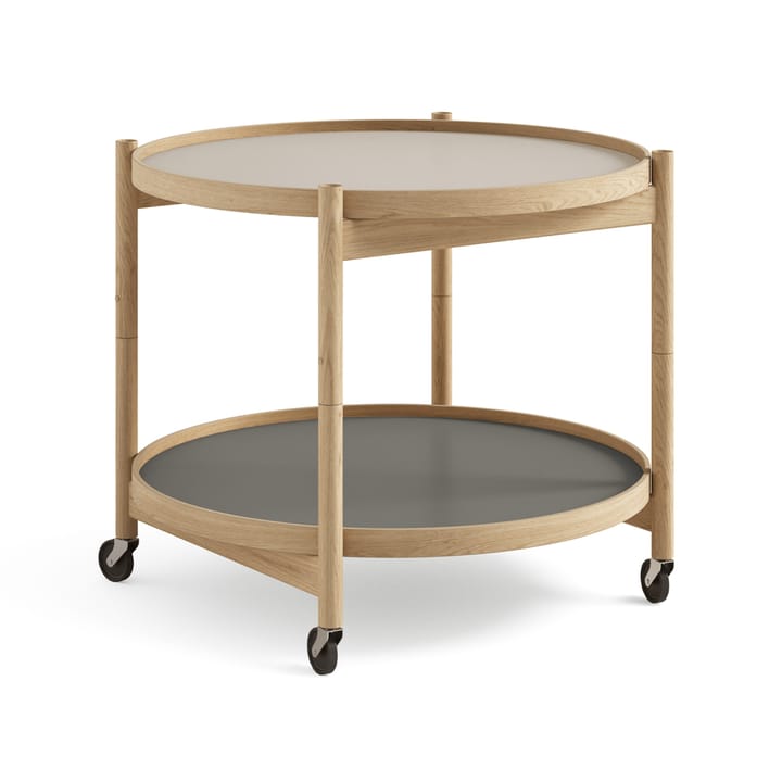 Bølling Tray Table model 60 rullbord - stone, oljat ekstativ - Brdr. Krüger