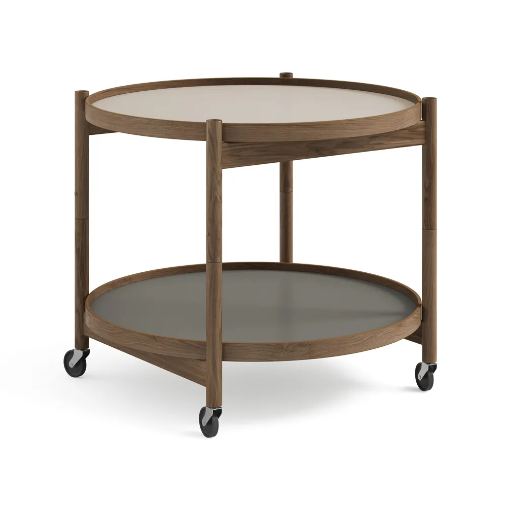 Bølling Tray Table model 60 rullbord, stone, rökoljad ekstativ Brdr. Krüger
