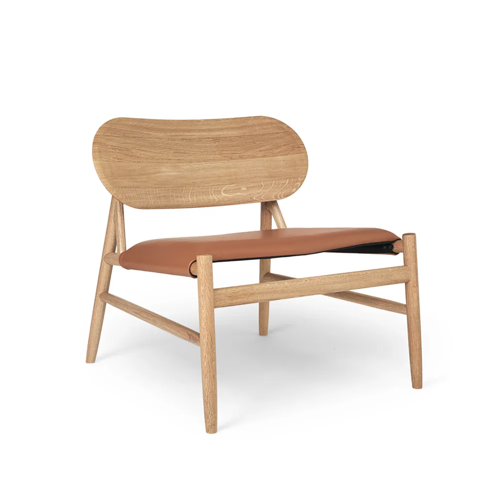 Ferdinand loungestol, läder cognac, vaxoljat ekstativ Brdr. Krüger