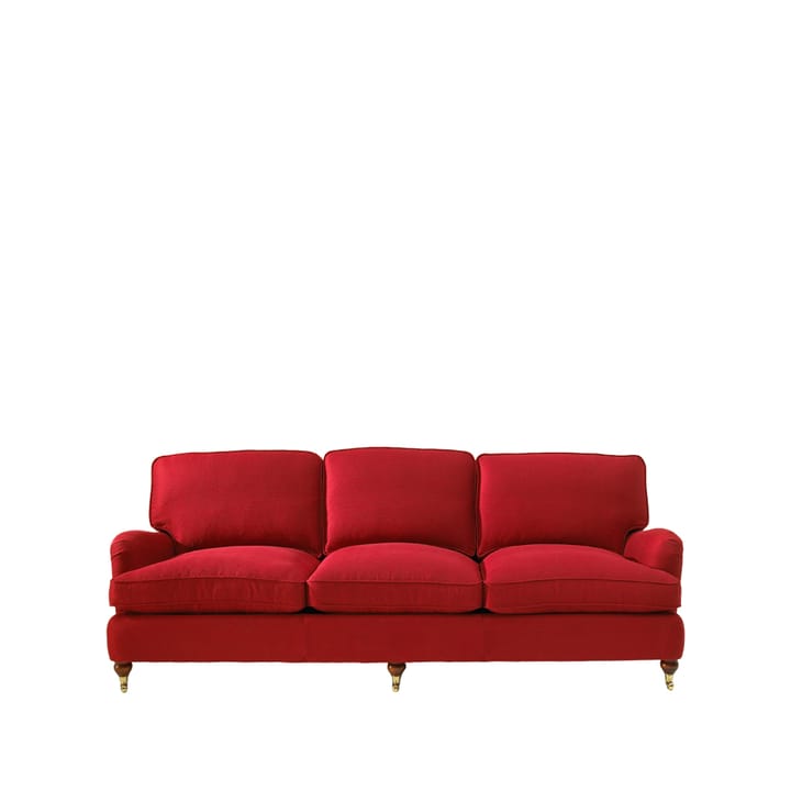 Andrew soffa 3 sits - tyg memory röd, 3 sittplymåer, träben med mässingshjul - Bröderna Anderssons