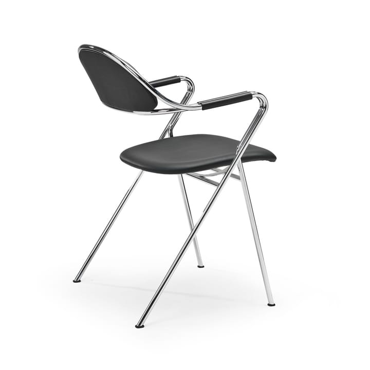 BM65 karmstol, Läder elmosoft svart-krom Bruno Mathsson International