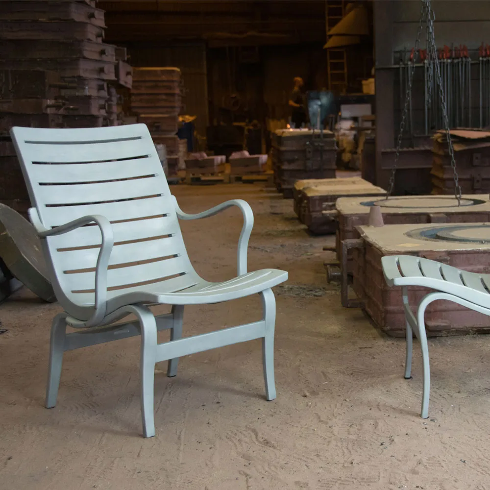 Eva Aluminium fåtölj, aluminium, med armstöd Bruno Mathsson International