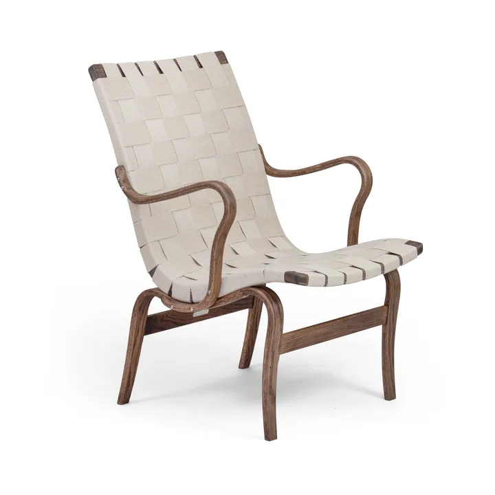 Eva låg fåtölj med armstöd - Rökt ek-naturflätad linnegjord - Bruno Mathsson International