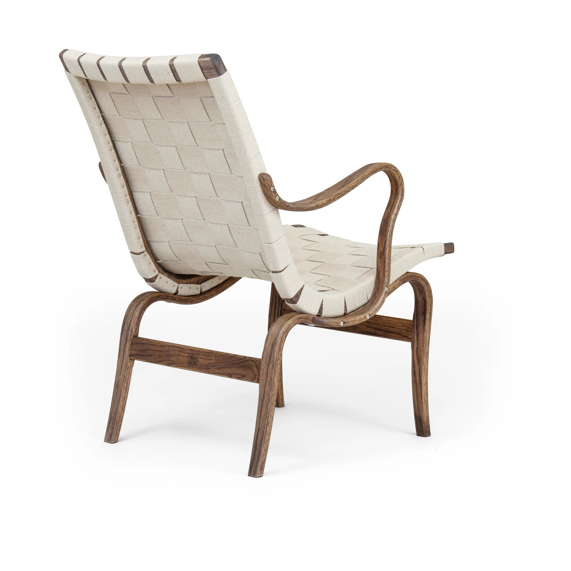 Eva låg fåtölj med armstöd, Rökt ek-naturflätad linnegjord Bruno Mathsson International