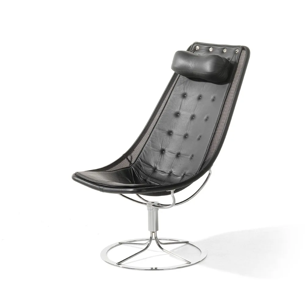 Jetson 66 Lång dyna fåtölj, Elmosoft 99999 svart-svart nät Bruno Mathsson International