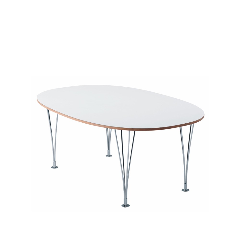Bruno Mathsson International Mi 306 Superellips matbord vit, naturkant, kromben