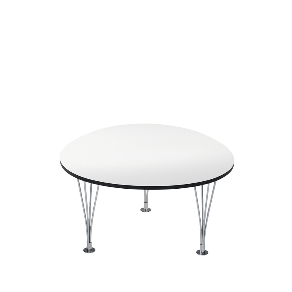 Bruno Mathsson International Mi 320 Trisuperellips soffbord vit, svart kant, kromben