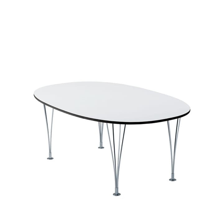 Mi 359 Superellips matbord - vit laminat, svart kant, kromben - Bruno Mathsson International