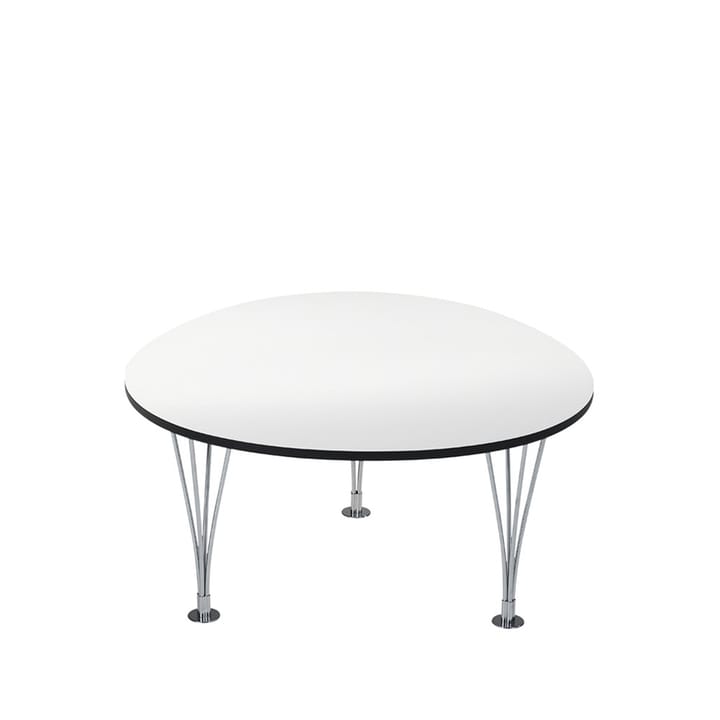 Mi 370 Trisuperellips bord - vit, svart kant, kromben - Bruno Mathsson International