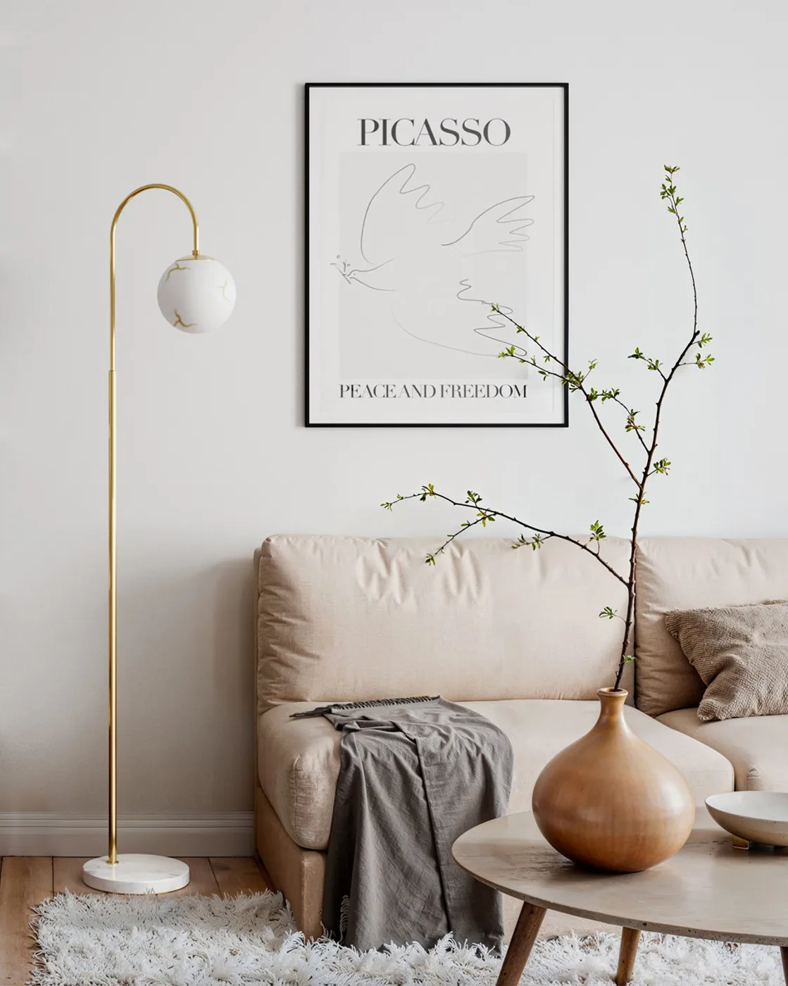 Bellagio golvlampa 163 cm, Mässing-vit By Rydéns