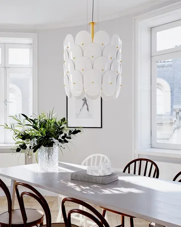 Omlott taklampa Ø50 cm - Mässing-vit - By Rydéns