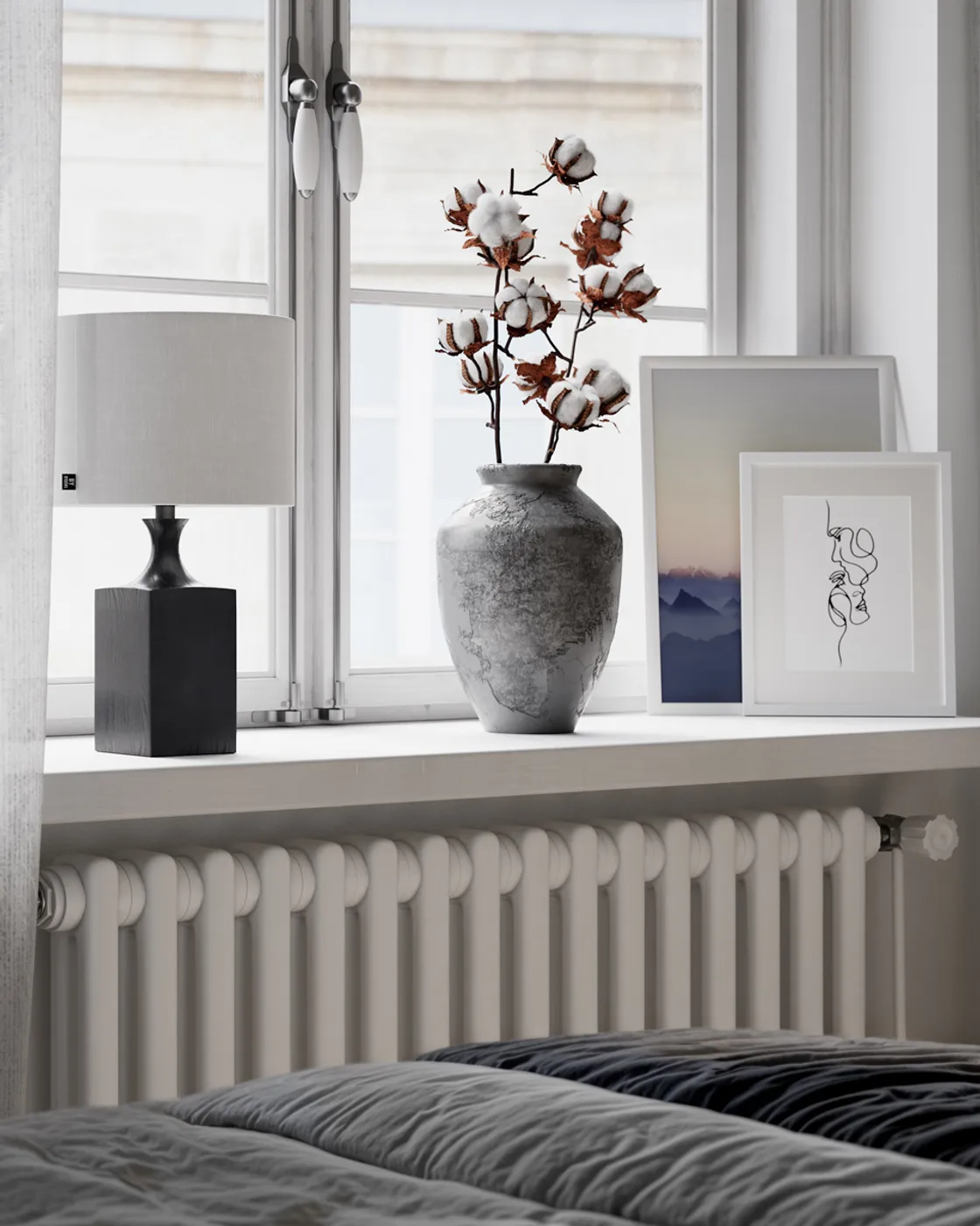 Woody bordslampa 41 cm, Svart-vit By Rydéns